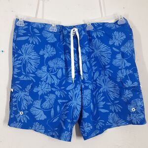 OP Ocean Pacific Swim Trunks Mens 2XL Blue Drawstring Mesh Liner Pocket